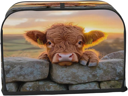 Toaster Cover 2 Slice Wide Slot High Mountain Cattle CowBread Toaster Oven Dustproof Cover Small Appliance Kitchen Covers Dust and Fingerprint Protection for Women Gift 2 Slice