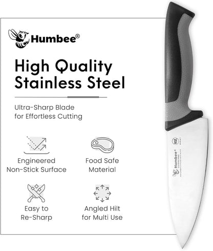 6-Inch Chef Knife, NSF Certified Razor-Sharp High Carbon Stainless Steel Blade – Ergonomic Color Coded Handle, Non-Slip Grip Kitchen Knife, DT-10 Series, Cool Grey