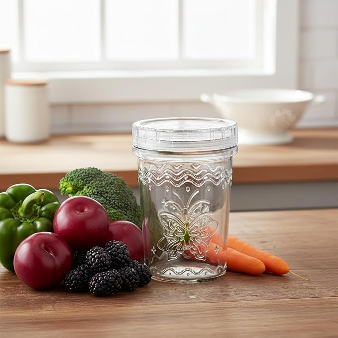 2-Pack 20oz Glass Jars with Lids, glass yogurt containers with lids, wide mouth mason jars, BPA free Food Storage Containers for Snacks, Yogurt, Salad, Meal Prep, Jar Déco (White)