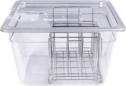 12 QT Large Sous Vide Container With Lid, Sous Vide Tub Kit Compatible with Wancle Anova, Joule, Instant Pot Sous Vide Cookers for Home Chefs Professional Use (12 qt with rack)