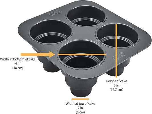 Chicago Metallic Mini Multi-Tier Round Cake Pan, Makes 4 Individual 3-Tier Celebration Cakes, Professional Grade Non-Stick Bakeware for Weddings, Showers, Parties (Pack of 3)