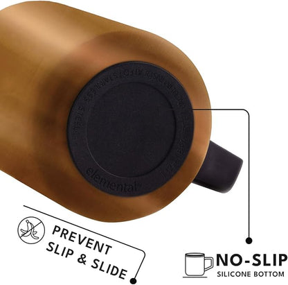 Elemental Insulated Coffee Mug - Triple-Wall Stainless Steel Summit Travel Cup for Hot and Cold Drinks - Thermal Coffee Mug with Lid and Handle for Camping, Office & Travel 16oz - Copper