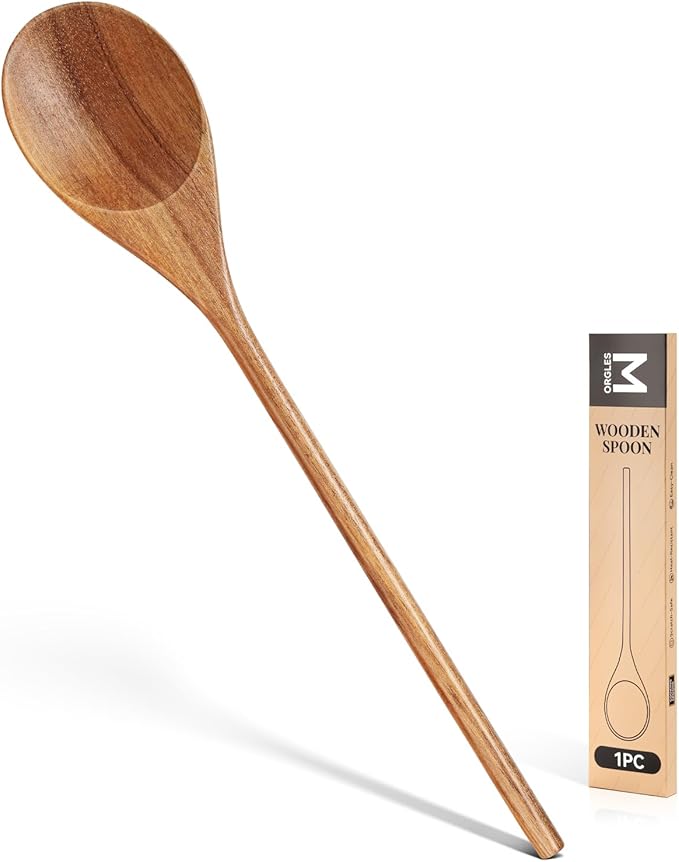 MORGLES Wooden Spoons, 12 Inches Wood Spoons for Cooking Durable Kitchen Utensils for Mixing