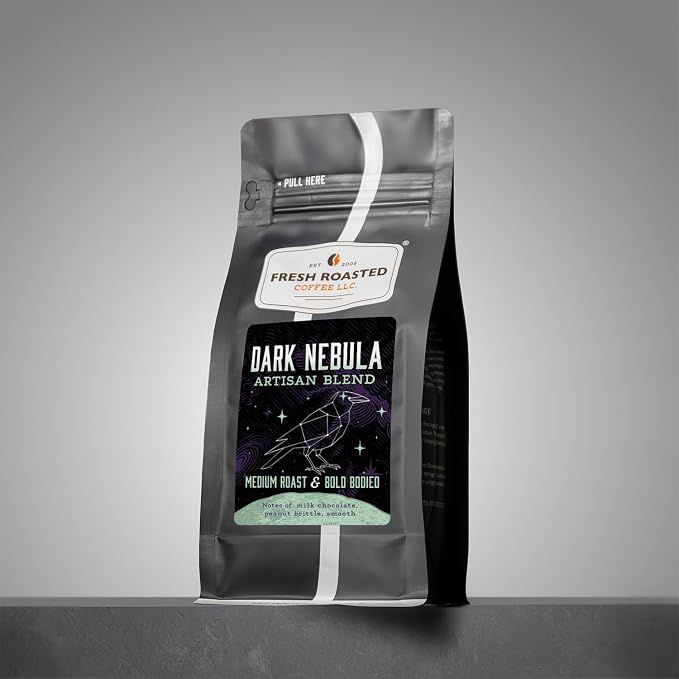 Fresh Roasted Coffee, Dark Nebula Whole Bean Coffee, Medium Roast, Kosher, 12 oz