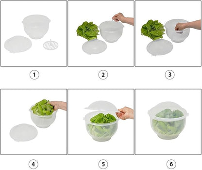 Home-X Lettuce Keeper - BPA-Free Lettuce Keeper for Refrigerator to Keep Salads and Vegetables Fresh - 7" x 8" Lettuce Crisper with Drainage Reservoir - Clear See-Through Vegetable and Fruit Crisper
