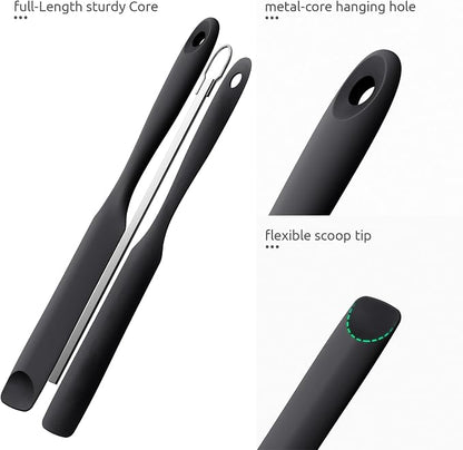 U-Taste Silicone Jar Spatula for Sourdough Starter: Long Skinny Food-Grade Jam Spreader, Sturdy Stirring Stick Bowl Scraper with Flexible Spoon Tip, Mixing Icing Tool, Peanut Butter Knife (Black)
