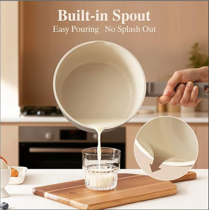 SENSARTE 20Pcs Pots and Pans Set Nonstick, Ceramic Cookware Set Non Stick, Non-toxic Healthy Kitchen Cooking Set, Induction Compatible, Dishwasher Safe, PFAS/PTFE/PFOA Free, Taupe