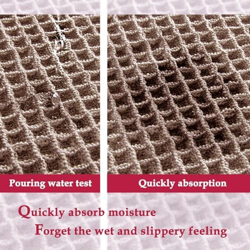 ZALL Tan Waffle Bath Mat,Super Absorbent Non Slip Bathroom Rug,Brown 17x24inch,Machine Washable Ultra Soft Floor Mats