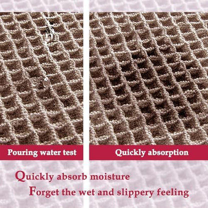 ZALL Tan Waffle Bath Mat,Super Absorbent Non Slip Bathroom Rug,Brown 18x30inch,Machine Washable Ultra Soft Floor Mats