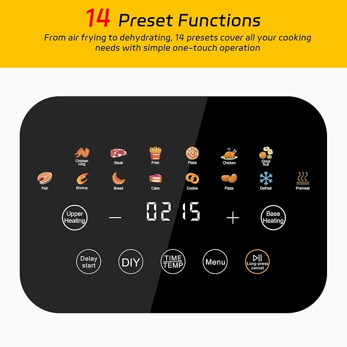 6Qt Air Fryer 14-in-1 with Viewing Window, Large Capacity, 392℉ Max Crisp, No Flipping Dual Heating, 1700W Fast Even Cooking, Nonstick Dishwasher Safe Basket, Bake Roast Dehydrate Reheat