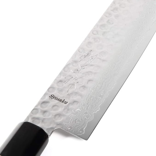 Japanese Vegetable Knife Hammered Damascus VG-10 46 Layer Octagonal Magnolia Wood Handle, Nakiri 6.3-inch (160mm)