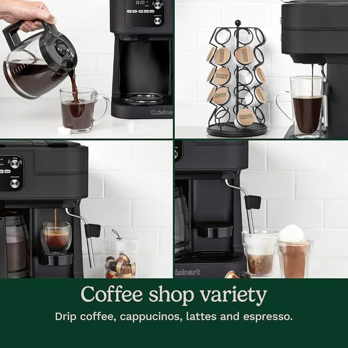 Cuisinart Coffee Center Barista Bar 4-in-1 Coffee Maker, Single-Serve Pods Compatible, Coffeemaker, Three Brewing Sizes, SS-4N1MBNAS, Black