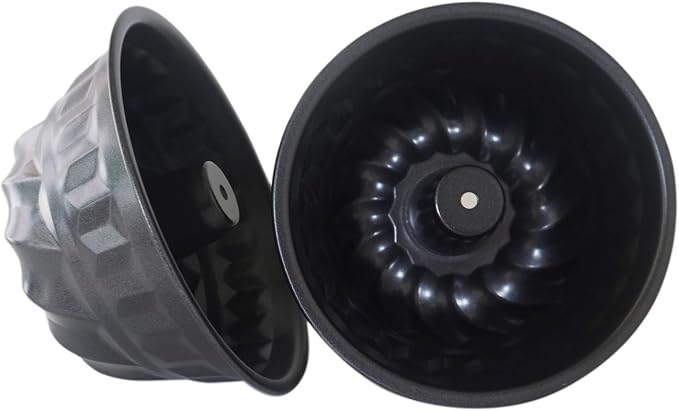 6Inch Tube Cake Pan, Nonstick Fluted Tube Pans, Small Round Carbon Steel Baking Mold, Round Bakeware for Pumpkin Cake, Pudding, Brownies, Bread - 2Pcs, Black