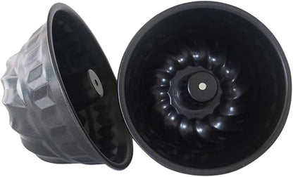6Inch Tube Cake Pan, Nonstick Fluted Tube Pans, Small Round Carbon Steel Baking Mold, Round Bakeware for Pumpkin Cake, Pudding, Brownies, Bread - 2Pcs, Black