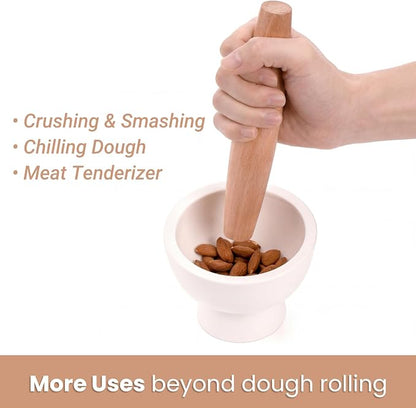 Elsjoy 12 Pack 8 Inch Small Wood Rolling Pins, Non-Stick Wooden Dough Roller Pin for Baking Pie, Cookie, Pasta, Dumpling