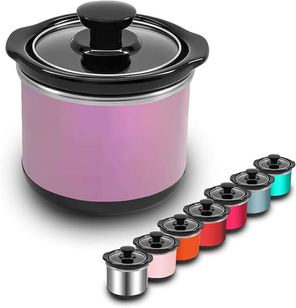 Mini Slow Cooker, 0.65 Qt Capacity small slow cooker, Ceramic Pot, Nutrient Loss Reduction, For Sauces, Stews & Dips, Round (purple)