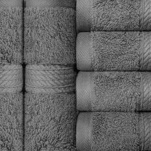Superior Egyptian Cotton Plush & Absorbent, Face Towel Set of 6, Charcoal