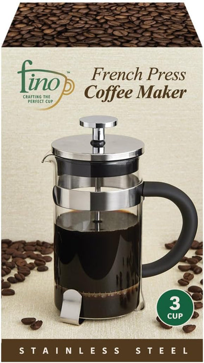 Fino French Press Coffee Maker, Brews Up to 3 Servings, 12-Ounce