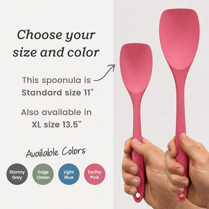 StarPack Silicone Spoonula The All-Rounder 11 Inch - LFGB Spoon Spatula, 600°F Heat Resistant, BPA-Free - One-Piece Seamless, Dishwasher Safe - for Nonstick Cookware, Earthy Pink