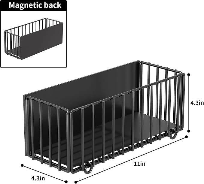 2 Pack Heavy-Duty Magnetic Shelf for fridge, Foldable Magnetic Basket with 4 Hooks, Fruit Potato Onion Storage Shelves, Large Magnetic Spice Rack Organizer for Fridge Oven Laundry(2 Pack)