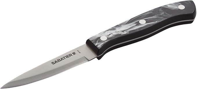 Sabatier Triple Riveted Paring Knife, 3.5-Inch, High-Carbon Stainless Steel, Razor-Sharp Kitchen Knife to Cut Fruit, Vegetables and more, Black
