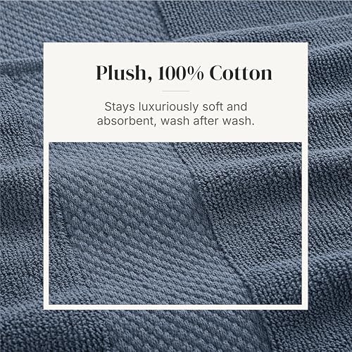 Modern Threads 6 Piece Bath Towel Set – Bathroom Towel Set with 2 Bath Towels, 2 Hand Towels & 2 Washcloths – 100% Cotton, Soft & Absorbent – Jacquard Border (Blue)