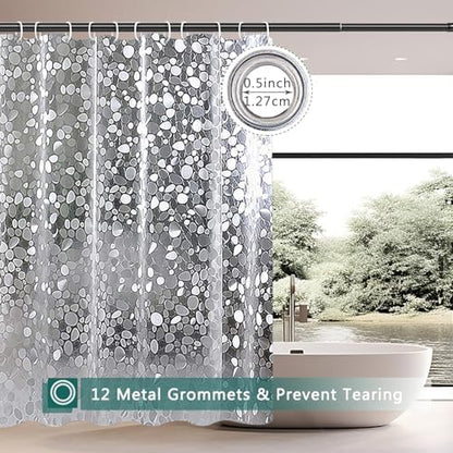Clear Shower Curtain Liner, 100% Waterproof EVA 3D Shower Curtains with 3 Duty Heavy Bottom Magnets and 12 Rust Proof Grommets, 72x72 Weighted Shower Liner for Shower Stall, Bathtubs