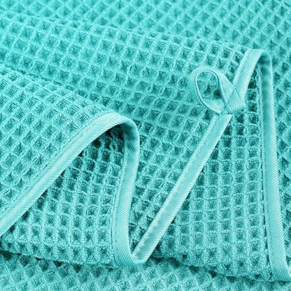 POLYTE 430 GSM Poly Blend Microfiber Quick Dry Waffle Bath Towel Set of 6