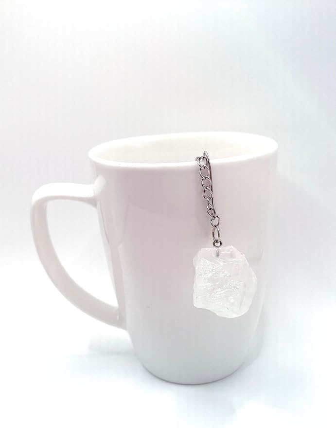Crystal Tea Infuser, Raw Amethyst Rose Quartz Green Aventurine Tiger Eye Red Agate Tea Strainer, Tea Steeper Gemstone Gift for Tea Lovers, LuckLoves (Clear Quartz)
