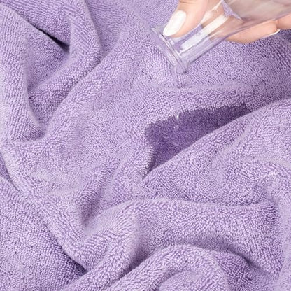 American Soft Linen Salem 100% Cotton Turkish 4 Piece Bath Towels for Bathroom, 600 GSM Soft Absorbent Quick Dry Bath Towel Set, Lilac