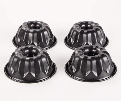 Webake 4 Inch Mini Fluted Tube Pans Nonstick Bakeware Set of 4, Angel Food Cake, Kugelhopf, Brownie
