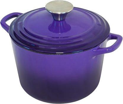 Flavehc Dutch Oven Pot with Lid 2.8 Qt Cast Iron Dutch Oven for Bread Baking, Purple Enameled Cast Iron Soup Pot, Small Deep Dutch Oven for Soup, Stews & Small Family Meals