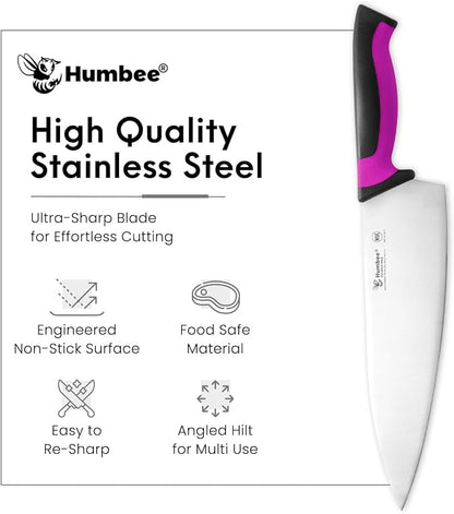 10-Inch Chef Knife, NSF Certified Razor-Sharp High Carbon Stainless Steel Blade – Ergonomic Color Coded Handle, Non-Slip Grip Kitchen Knife, DT-10 Series, Purple