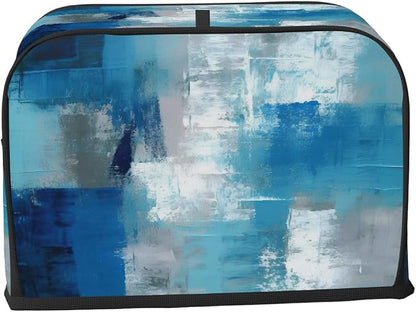 Abstract Oil Painting Blue Toaster Cover 4 Slice Wide Slot Washable Kitchen Appliance Covers Fingerprint Bread Machine Dust Cover Small Toaster Oven Accessories Covers Bread Maker Bag Women Gift