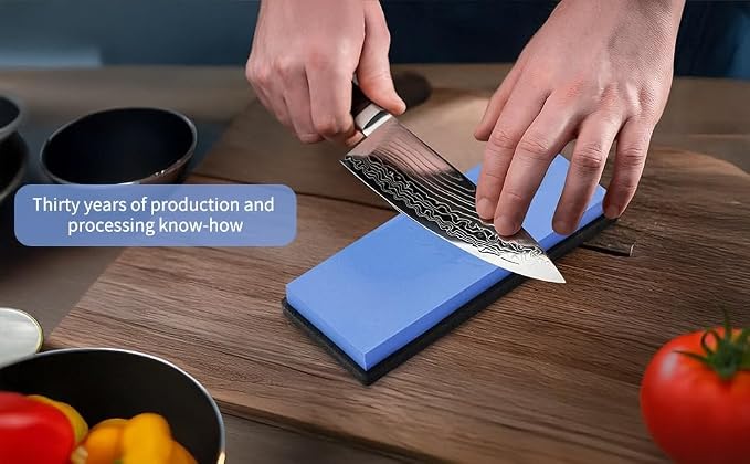 Knife Sharpening Stone Whetstone 1000 Grit Knife Sharpener Enough for Daily Sharpening Stone With 2 Non-Slip Rubber Bases,Safety and Easy to Use For Beginners