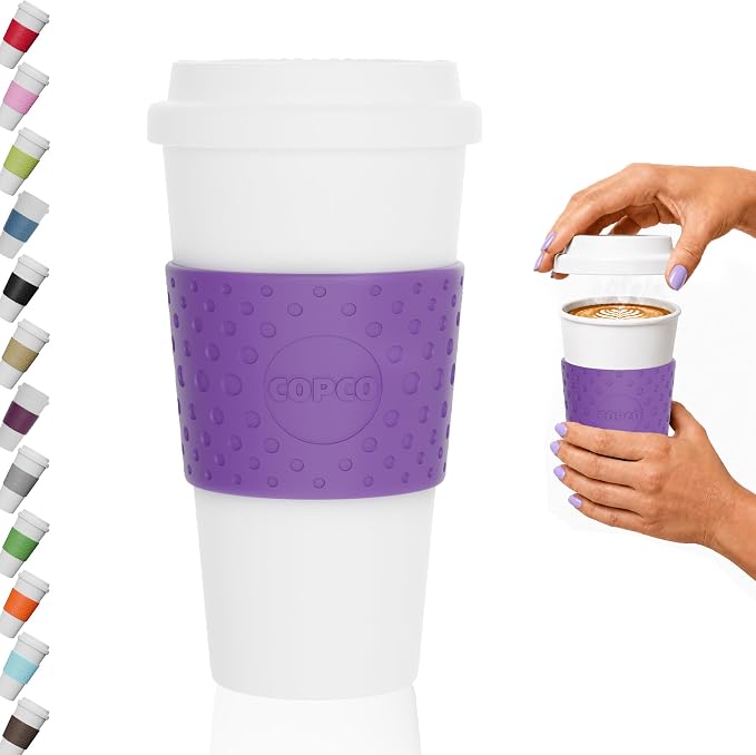 Copco Acadia 16 oz Reusable To-Go Travel Mug - BPA-Free Insulated Coffee Cup with Double-Wall Insulation, Spill-Resistant Lid & Non-Slip Rubber Grip - Dishwasher Safe (Lilac)