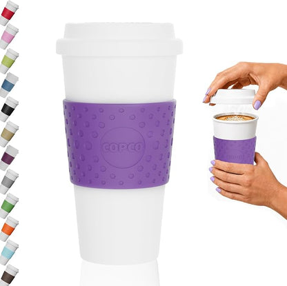 Copco Acadia 16 oz Reusable To-Go Travel Mug - BPA-Free Insulated Coffee Cup with Double-Wall Insulation, Spill-Resistant Lid & Non-Slip Rubber Grip - Dishwasher Safe (Lilac)