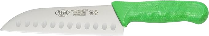 Winco 7" High Carbon Steel Japanese Santoku Chef Knife, Green