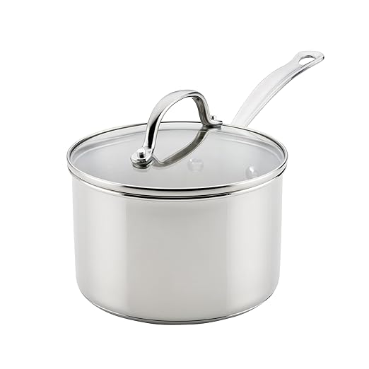 Farberware Millennium Stainless Steel Saucepan with Lid, Induction Ready, Compatible with All Cooktops, Metal Utensil Safe, 3 Quart Saucepot, Dishwasher Safe - Stainless Steel