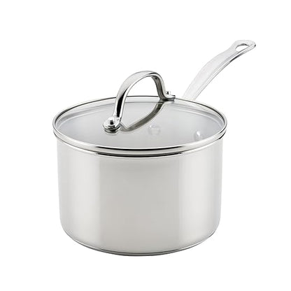 Farberware Millennium Stainless Steel Saucepan with Lid, Induction Ready, Compatible with All Cooktops, Metal Utensil Safe, 3 Quart Saucepot, Dishwasher Safe - Stainless Steel