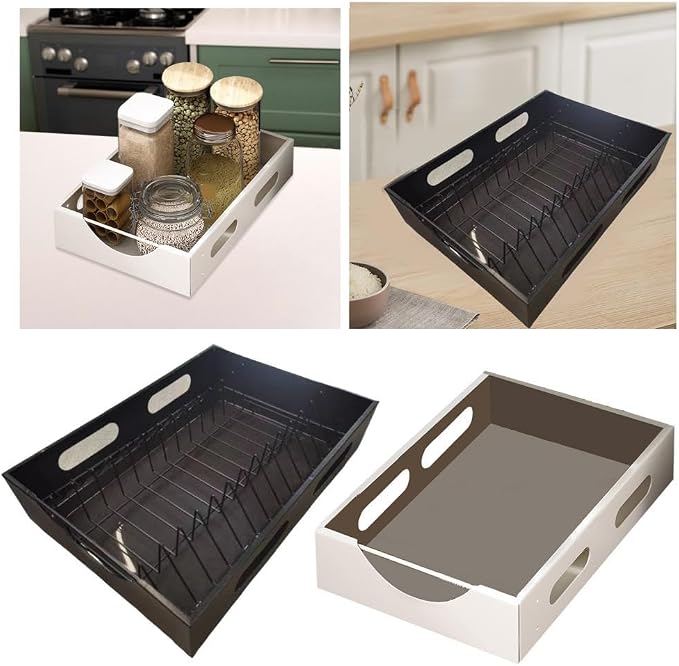 Pull Out Cabinet Organizer - Smoothly Sliding Drawers for Cabinet Carbon Steel Sturdy Slide Out Drawers for Kitchen Cabinet, Pantry, Bathroom (Black)