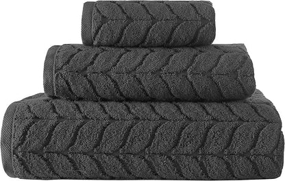 BAGNO MILANO Turkish Cotton Bath Towels, Hand Towels - Soft Plush Jacquard Collection Luxury Towels Set (Charcoal, Towel Set of 6)