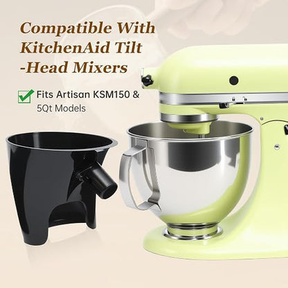 Black Kitchen Aid Attachments for Mixer, Mess-Free Pouring for Flour & Egg Liquid, Fits Tilt-Head 5 Qt (KSM150), Perfect for Baking, Dishwasher-Safe Stand Mixer Accessories