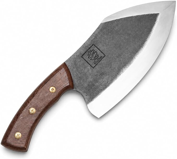COOLINA Lixy Butcher Cleaver Knife, 8.7-in Hand-Forged High Carbon Steel Meat Cleaver for BBQ, Brisket, Bone-In Cuts & Butchering, Full Tang Heavy-Duty Chopping Knife with Walnut Handle