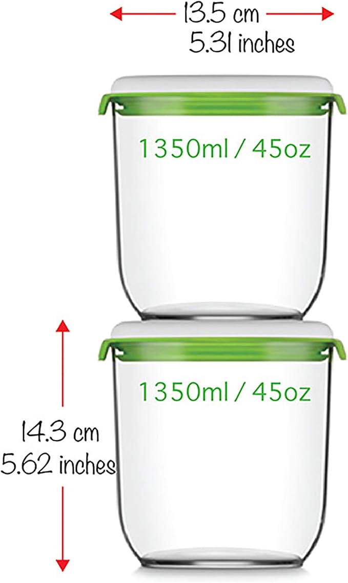 FOSA Vacuum Seal Containers, 2 Pack 45 oz, Vacuum Container for Food Storage, Food Containers for Vacuum Seal, Airtight Vacuum Food Containers, Durable Storage Solution (Vacuum Pump Not Included)