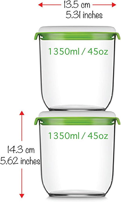 FOSA Vacuum Seal Containers, 2 Pack 45 oz, Vacuum Container for Food Storage, Food Containers for Vacuum Seal, Airtight Vacuum Food Containers, Durable Storage Solution (Vacuum Pump Not Included)