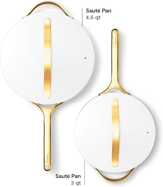 Caraway 10in (3qt) Saute Pan + 12in (4.5qt) Saute Pan Duo White