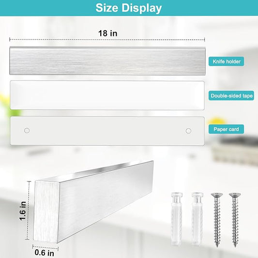 Magnetic Knife Bar 18 inch, Heavy Duty Kitchen Knife Magnet Holder and Wall Mount Tool Strip, Extra Strong Magnetic Strips for Wall to Organize Chef Knives in Kitchen or RV Essentials