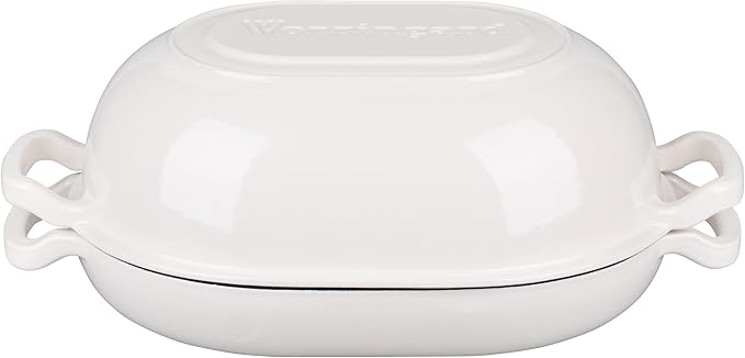 VORRINGARD Enameled Cast Iron Sourdough Bread Oven, Dutch Oven, Loaf Cast Iron Bread Pan for Homemade Bread Baking, Meatloaf Pan with Lid, 7QT, White