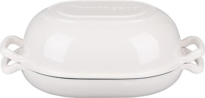 VORRINGARD Enameled Cast Iron Sourdough Bread Oven, Dutch Oven, Loaf Cast Iron Bread Pan for Homemade Bread Baking, Meatloaf Pan with Lid, 7QT, White